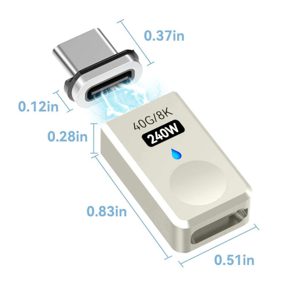 Adaptador Magnético USB Tipo C SHEEAST Plata 40 Gbps 240 W 8K 60 Hz