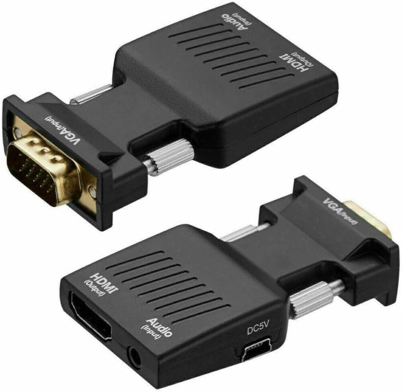 Adaptador Convertidor VGA a HDMI SGElectronix Negro con Audio 1080p para PC a Televisión o Monitor