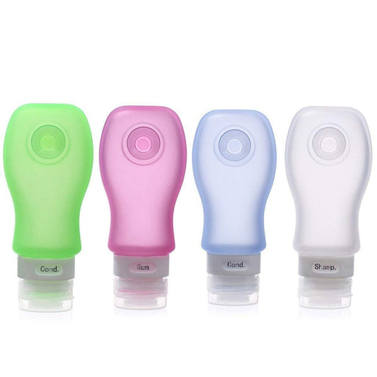 4 Pack-FNSHIP Sucker type Portable Food Grade Squeeze Silicone Liquid Travel Bottles TSA Approved For Shampoo, Conditioner, Lotion, Toiletries, Food condiment(1OZ,White+Blue+Green+Pink)