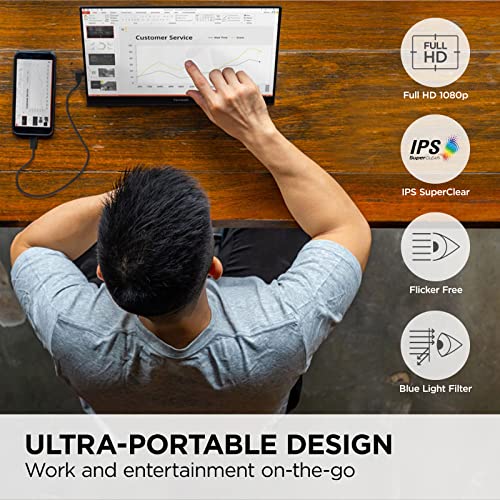 Monitor Ultra Portátil Viewsonic Negro Visualización Táctil 15.6" 1080p Ojos Cuidados y Soporte Integrado
