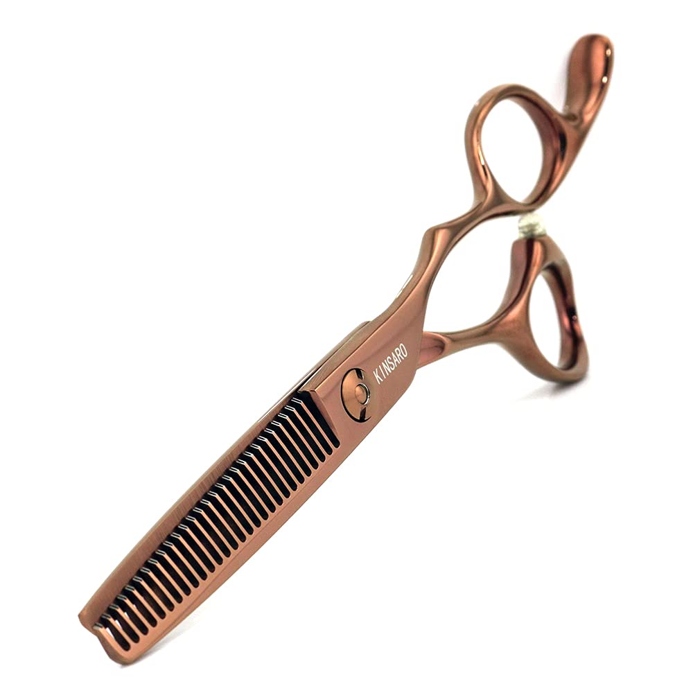 Tijeras para adelgazar el cabello de 5.5 pulgadas, tijeras para adelgazar el cabello, tijeras profesionales para adelgazar el cabello, tijeras de peluquero con borde convexo KINSARO