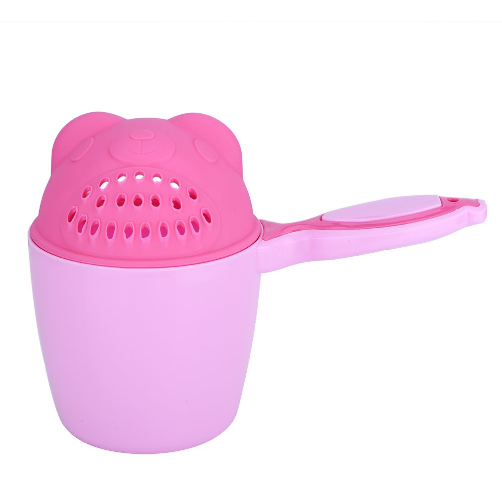 Taza de Enjuague para Bebés Multifunción con Diseño de Dibujos Animados, Rosa, PP, 21x10.7x15 cm, Protección de Ojos, Lavado de Pelo sin Salpicaduras
