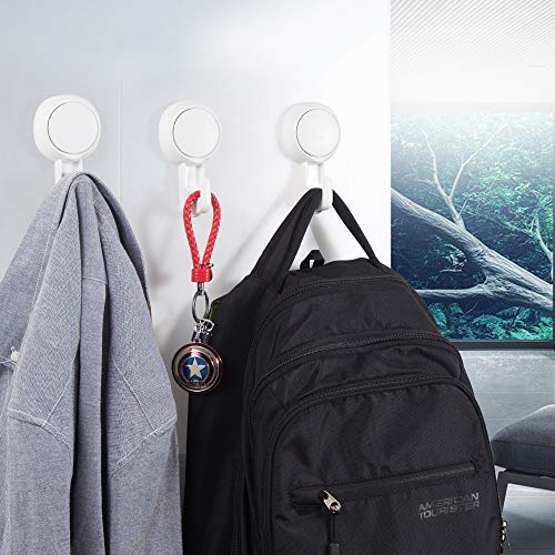 Luxear Ganchos Adhesivos para Pared Reutilizables, Ganchos de Succión para Baño de Hasta 5 kg de Carga Impermeable, Soporte de Succión para Pared para Cocina, Baño, Puerta y Ventana - 4 Pack
