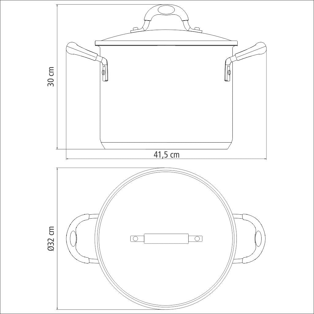 TRAMONTINA - Olla Alta Astro Silicone, de Acero Inoxidable, con Fondo Triple, con Tapa de Vidrio y Pomo, con Asas Antitérmicas, Para Uso Diario, Alta Durabilidad, Tamaño de 30 cm y 15,2 L