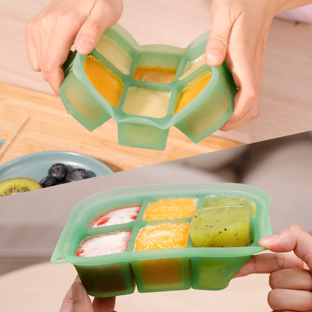 haakaa Bandeja de silicona para alimentos para bebés, 4 meses + bebé niño, Molde de comida casera para bebés, Bandeja congeladora de alimentos frescos para bebés, Bandeja de cubitos de hielo