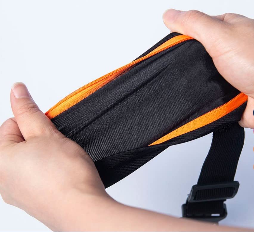 Cangurera Deportiva, Bolsa Deportiva con Cinturón Elástica, Riñoneras Deportivas de Hombres y Mujeres para Correr, Ciclismo, Gimnasio, senderismo, ejercicio al aire libre. (Naranja)