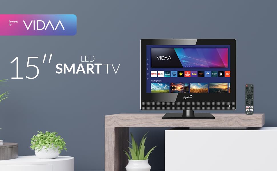 Televisor LED Supersonic 15.6 Pulgadas VIDAA 1080p WiFi para Sala de Juegos y Cocina