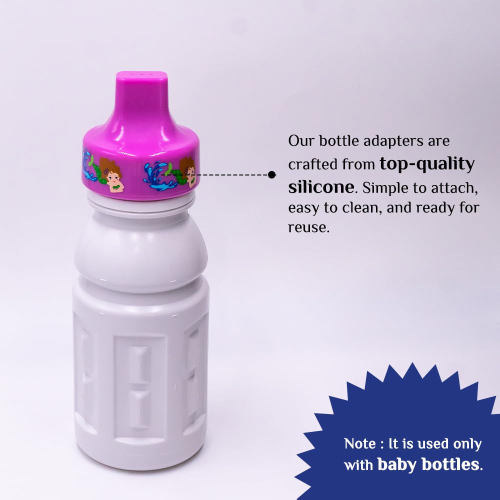 Refresh-a-Baby Adaptador universal para boquilla superior de botella: reutilizable, convierte cualquier botella en un sorbete a prueba de derrames, perfecto para viajar - Paquete de 2 (Mermaid)