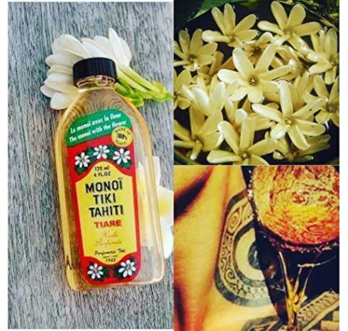 Monoi Tiare Tahiti Tiare Gardenia Coconut Oil (Pack of 2), Scented With Fresh Handpicked Tiare Flowers, 100% Made in Tahiti, 4 fl. oz.