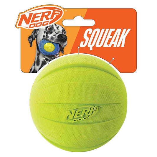 Pelota de Goma Nerf Verde con Chirriador Ligera y Resistente al Agua para Perro de Razas Medianas y Grandes