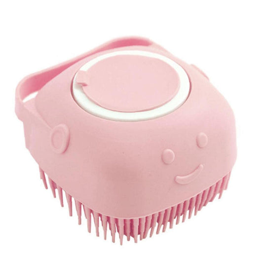 Cepillo de baño de mascotas Silicone Shampoo Masaje Dispensador Cepillo para gato perro rosa
