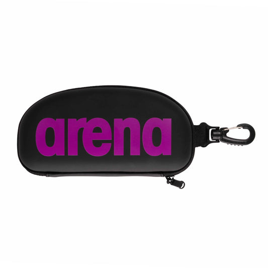 ARENA - Funda protectora para anteojos de natación con clip para mochilas, almacenamiento y transporte, color negro y morado