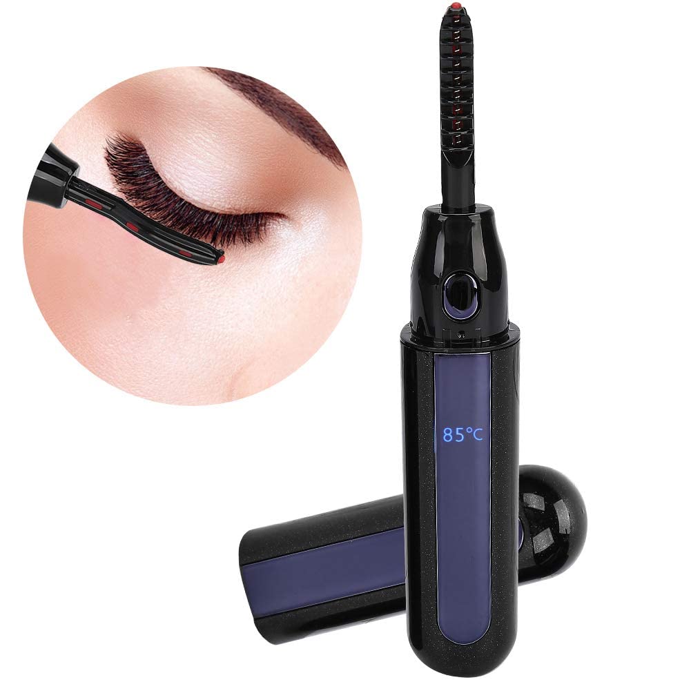 Rizador De Pestañas Electrico Rizador Pestañas Calentado, Rizador De Pestañas Eléctrico Portátil, Clip De Rizo Pestañas Recargable Usb Con Pantalla Led, Herramientas De Rizador De Pestañas(Negro)