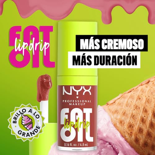 NYX Cosmetics, Fat Oil Lip Drop, Brillo Labial, Splash Of Cream