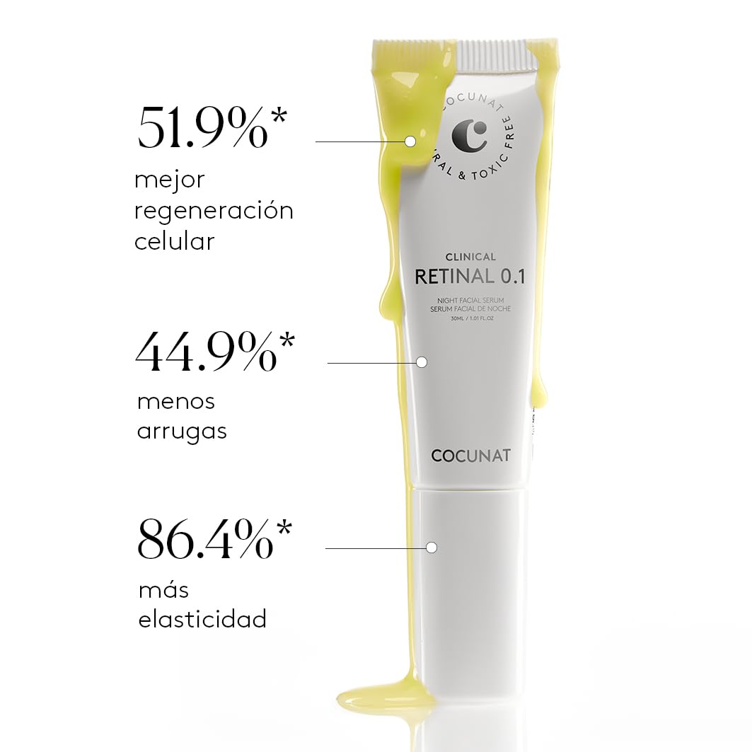 COCUNAT - CLINICAL RETINAL - Serum Retinal 0.1% - Anti Arrugas y Anti Manchas - Reduce Flacidez - Regenera y Rejuvenece - Con Niacinamida, Ácido Hialurónico y Vitamina A - Para Todo Tipo de Pieles - 30ml