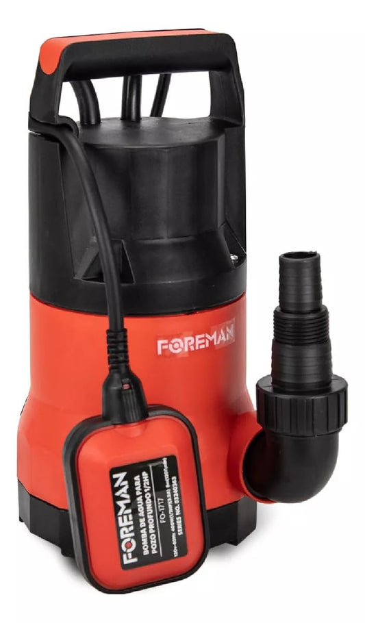 Foreman Bomba Sumergible Plástica | Bomba de Agua Limpia Silencioso Para Fuentes, Pecera, Acuario, Jardín y Estanque | 1/2Hp 400w 120v | 120 Litros Per Minute | Negro/Rojo