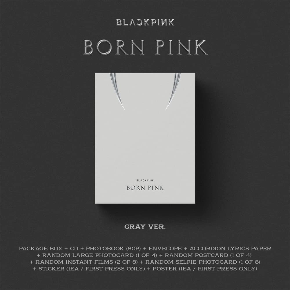 DREAMUS BORNPINK - Juego de 2º álbum [rosa nacido] caja [versión gris] + póster plegado YGP0181