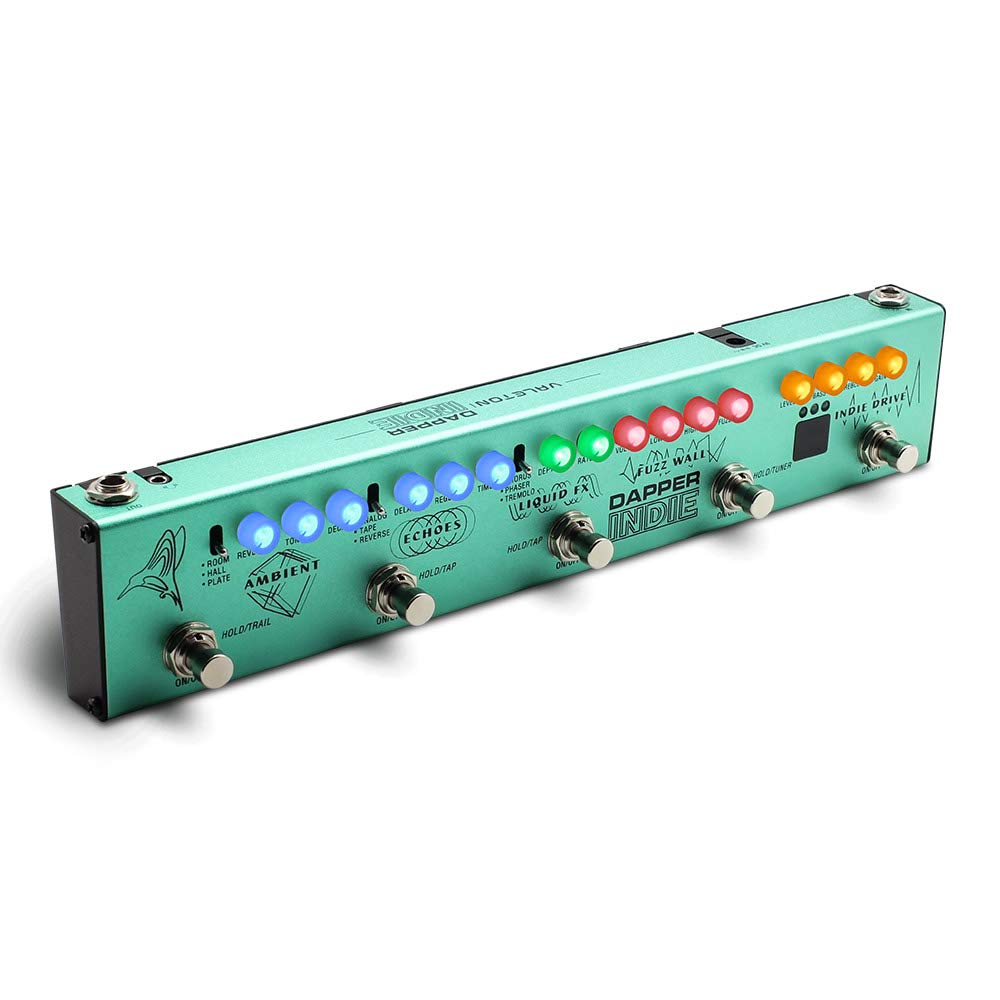 Valeton - Pedal de guitarra multiefectos Dapper Indie of Distortion Reverb Delay Chorus Fuzz and Phaser Tremolo para indie Ambient Psicodélico Grunge Post Rock Stoner Metal Retro tono alternativo