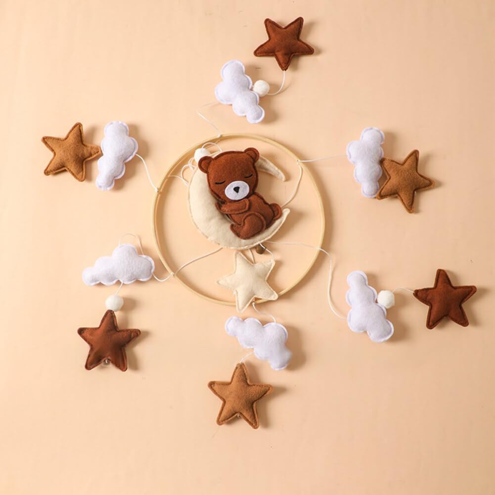 Decoración de cuarto de bebé, móvil para cuna – oso móvil boho decoración de guardería – móvil para moisés – colgante para guardería y techo