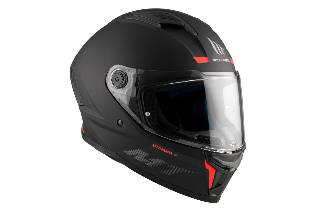 MT HELMETS Casco Stinger 2 Negro Mate Integral Deportivo para Moto CERTIFICACIÓN Dot Y ECE (S)
