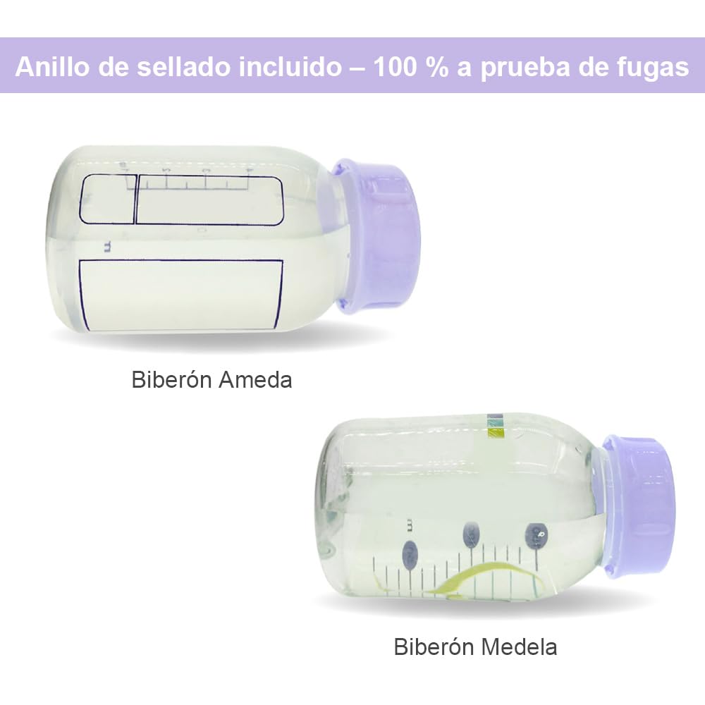 Tapas sólidas Maymom con anillo de sellado para biberones de tamaño estándar; tapas para biberón compatibles con biberones Medela, Ameda y biberones Nuk pequeños, Playtex y Gerber; 8 piezas (morado)