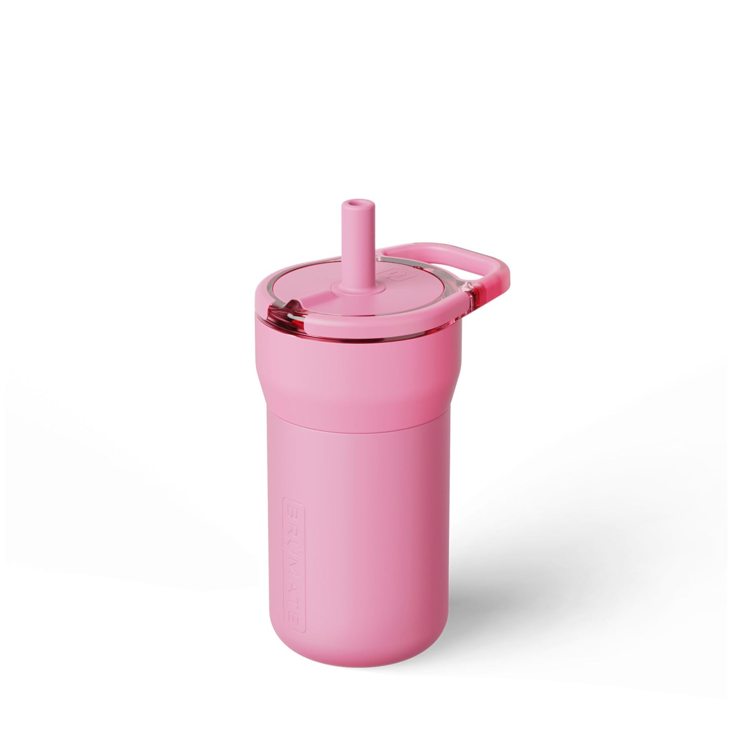 BrüMate Leap - Vaso para niños de 12 oz, 100% a prueba de fugas, con asa y popote suave de silicona, funda de silicona duradera resistente a caídas, hecho de acero inoxidable aislado, apto para