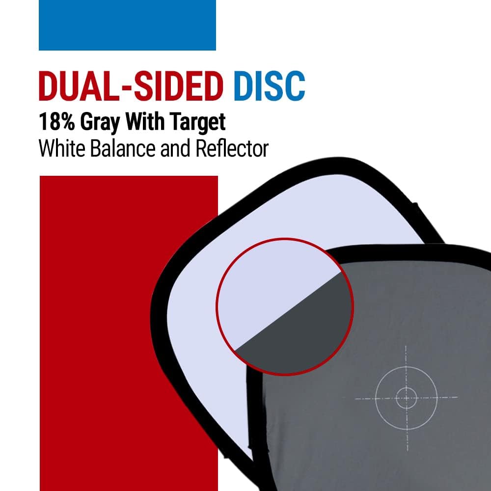 Vidpro WB-24 - Disco de equilibrio blanco de doble cara, 18 % gris frontal y reflector de 60 cm