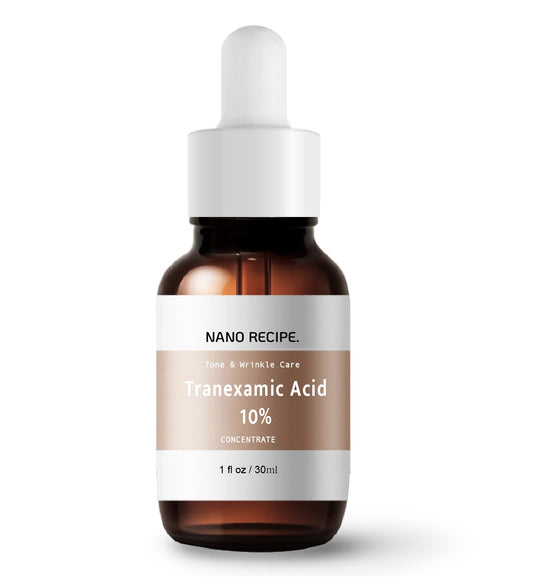 Concentrado de ácido tranexámico al 10% Mezcle 1 o 2 gotas en cualquier paso de su rutina de cuidado de la piel Reduce la aparición de manchas oscuras, decoloración de la piel y tono desigual 30 ml