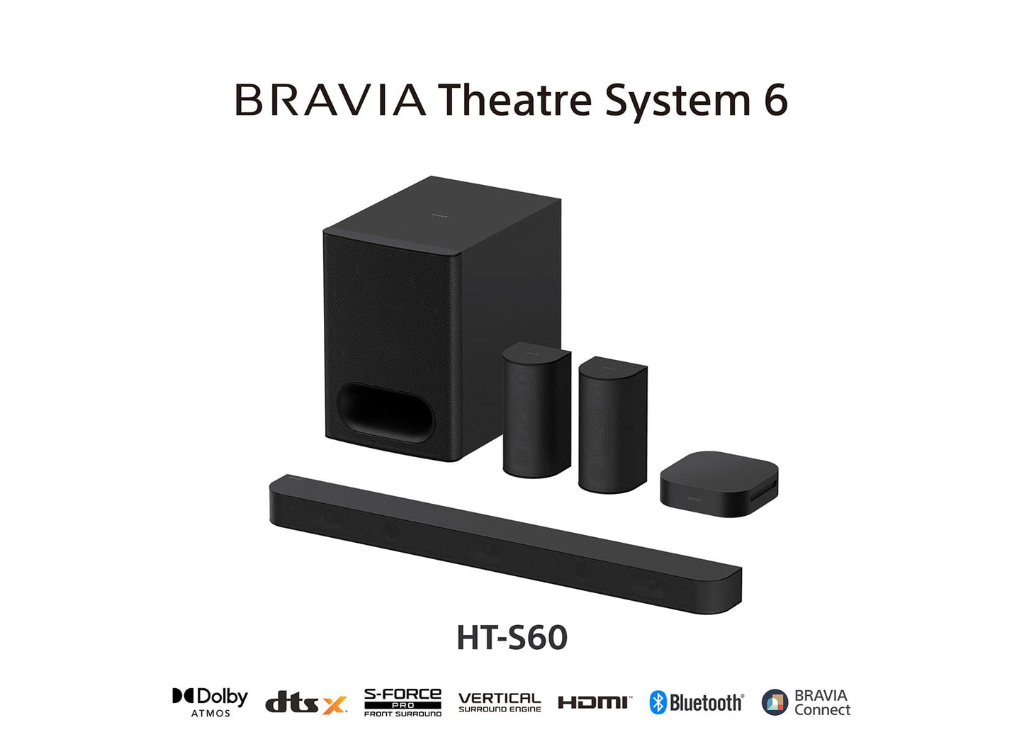 Sony BRAVIA Theatre System 6, 5.1ch con Subwoofer y Compatible Dolby Atmos y DTS-X 1000 W I HT-S60
