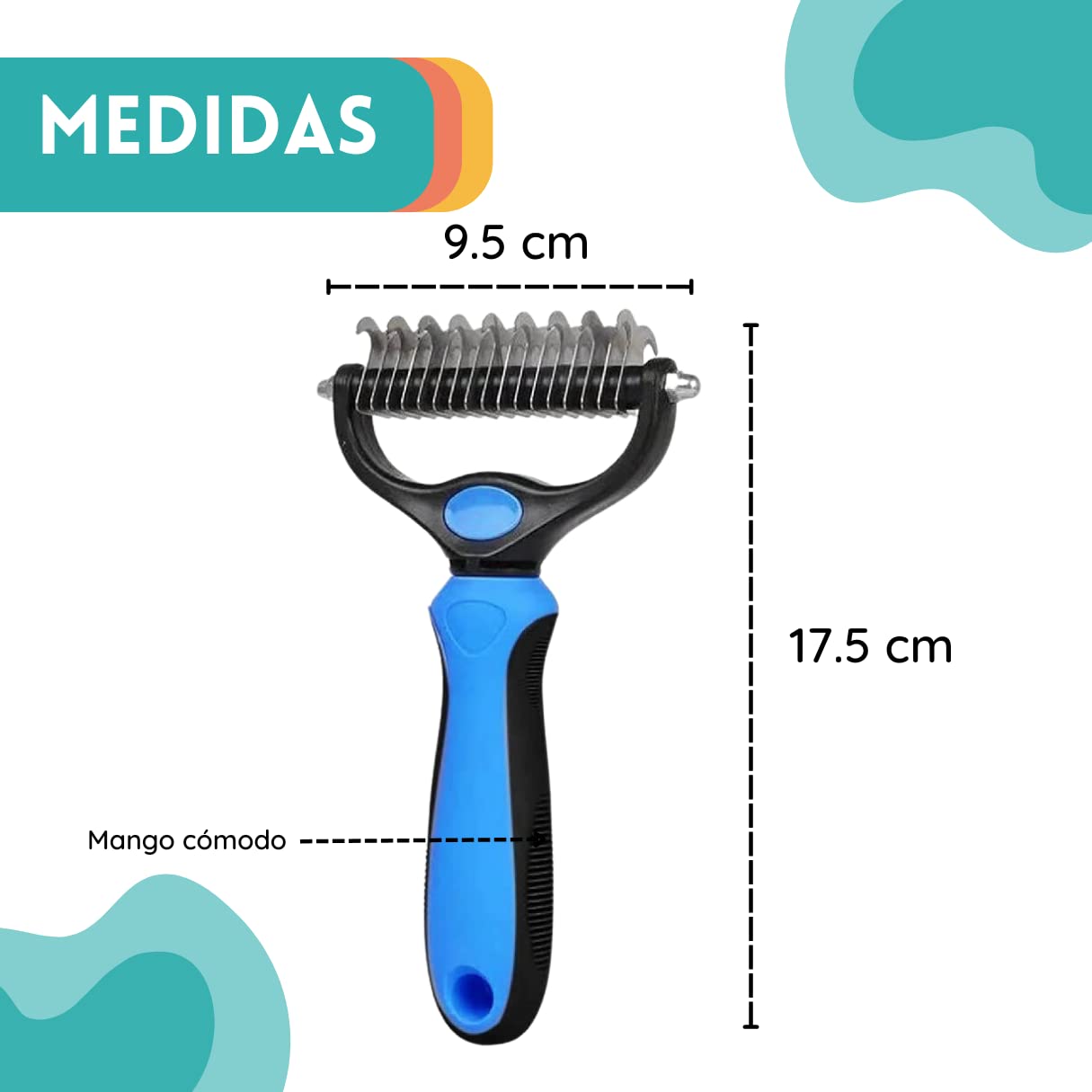 Cepillo deslanador| Cepillo para gatos y perros doble función| Peine quita exceso de pelo| Recolector de pelo de mascota con dientes redondeados| Peina y desenreda.