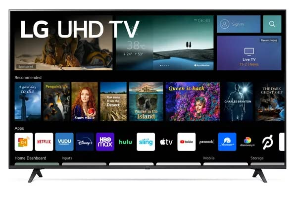 LUTEMA LG Television de 50" Class 4K 2160p webOS Smart LED TV Procesador α5 Gen5 Optimizador de Juego HDR10 + Soporte de Pared Incluido 50UQ7070ZUE (Reacondicionado)