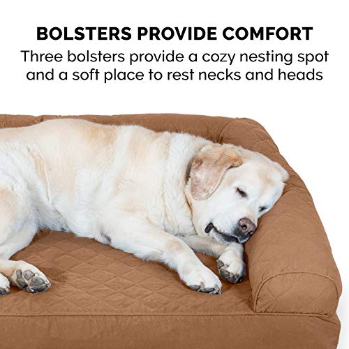 Furhaven Pet - Cama para perros | Gel refrescante, espuma viscoelástica, acolchada, tipo sofá, cama para perros y gatos, marrón tostado, mediana