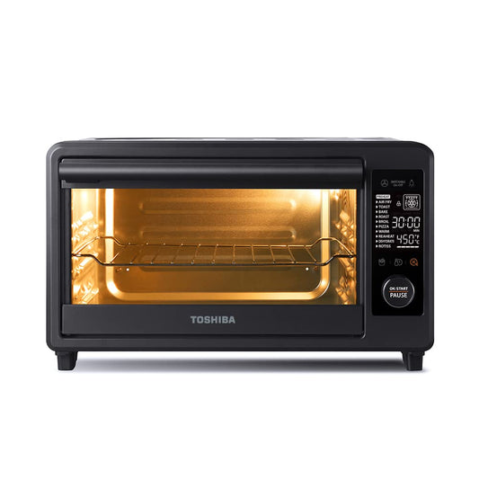 Toshiba TL2-AC25CZA (GR) - Horno tostador para freidora de aire, horno de convección digital 6 en 1 para 9 preestablecidos de cocina, pan de 6 rebanadas/pizza de 12 pulgadas, 1750 W, gris carbón