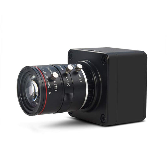 Cámara USB 4K MOKOSE Negra con Lente Manual Varifocal 6 a 12 mm Compatible con Windows y Mac