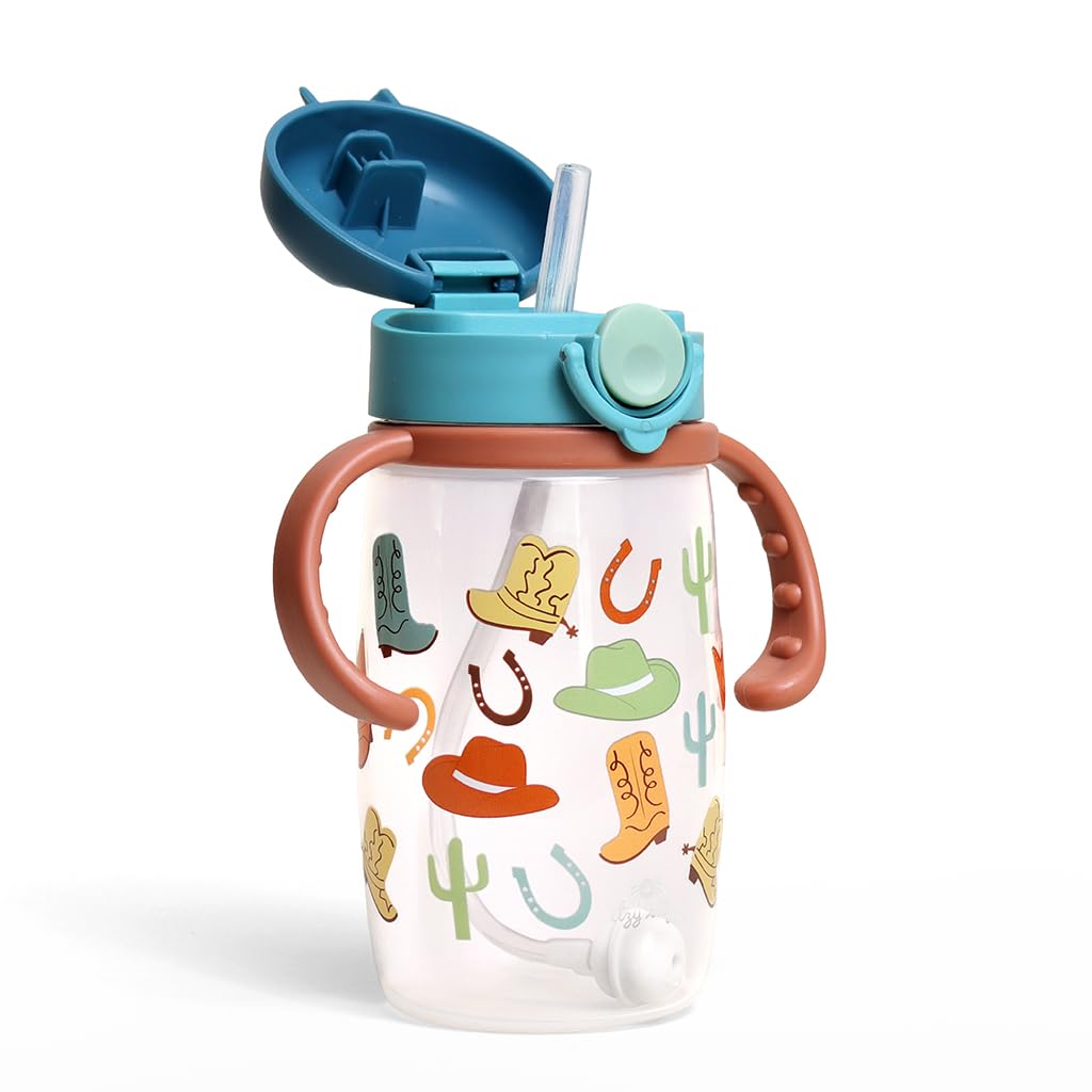 Itzy Ritzy - Taza para sorbos – Incluye pajita de silicona con peso, asas ergonómicas y tapa a presión (occidental)