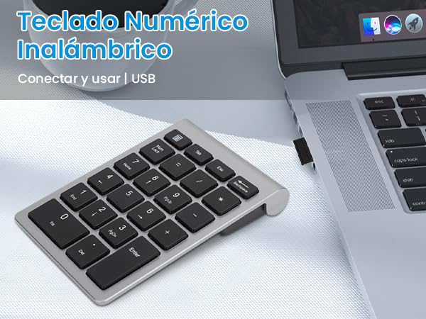 Teclado Numérico Inalámbrico Ergonómico Gris Hierro 22 Teclas para PC iOS OS Laptop