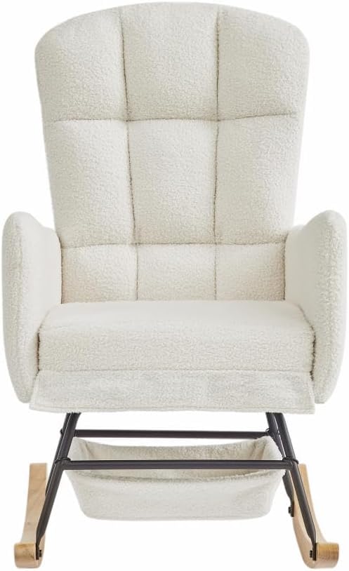 hansones mecedora de guardería, moderna silla mecedora, tapizada para guardería para bebé, mecedora de interior para sala de estar, recámara, guardería (beige) (22 beige)