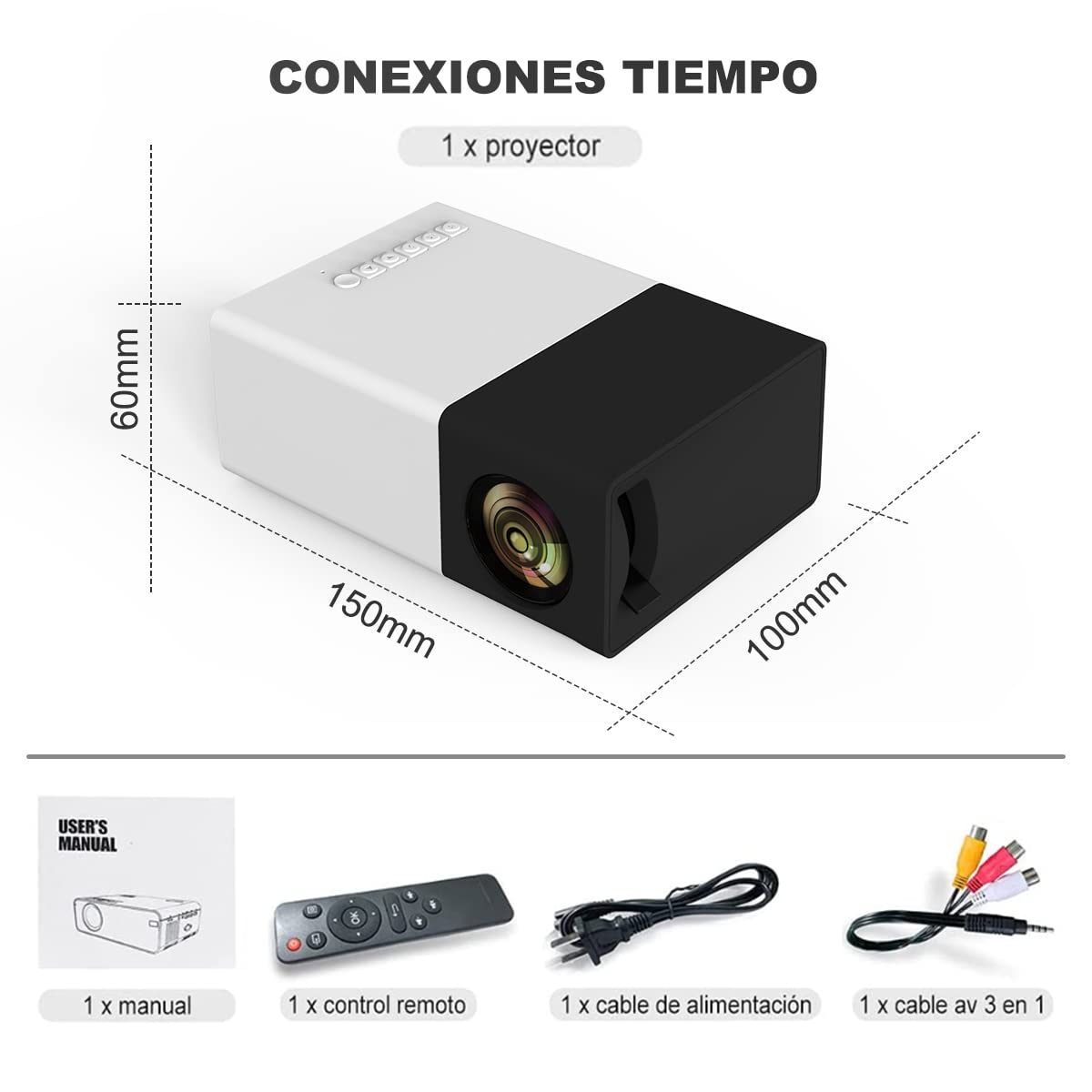 Mini Proyector EASYTAO Blanco 720P Nativo WiFi para Smartphone y PC