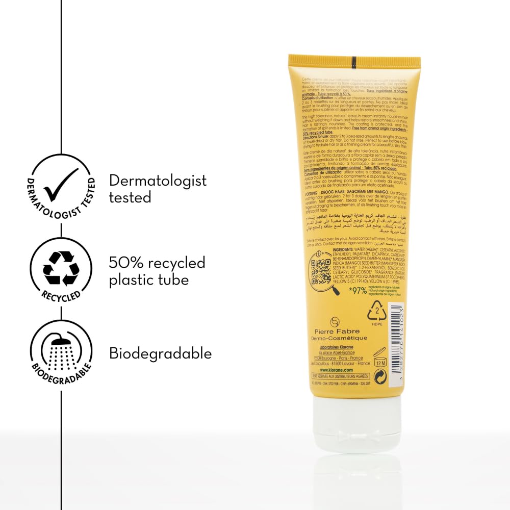 Acondicionador nutritivo Klorane con mantequilla de mango, hidrata e hidrata el cabello seco, parabeno, silicona, sin sulfato, 6.7 fl.oz.
