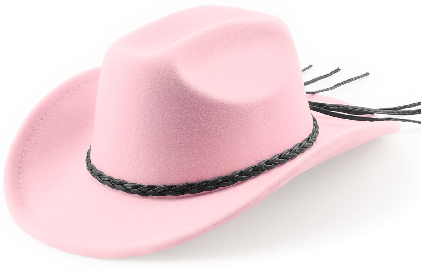 DRESHOW Sombrero vaquero occidental para hombre y mujer, sombrero vaquero/vaquera para exteriores, sombrero fedora retro de fieltro de ala ancha, gorras enrolladas unisex