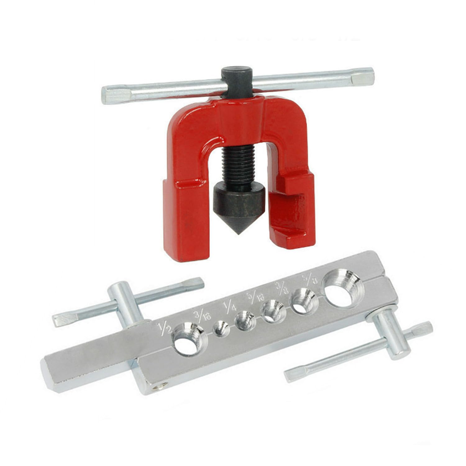 SDFNBRA - Kit de herramientas de ensanchamiento para línea de freno y herramienta de tubería de latón, 6 troqueles de 3/16"-5/8", para reparación de frenos Brakeline