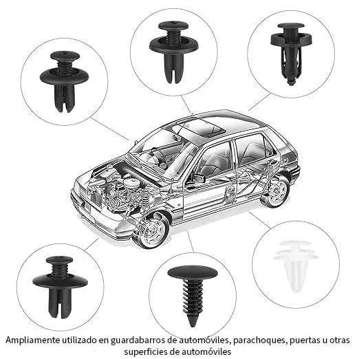 Grapas Automotrices Timotech Negras 120 Piezas con Clips Universales para Coche