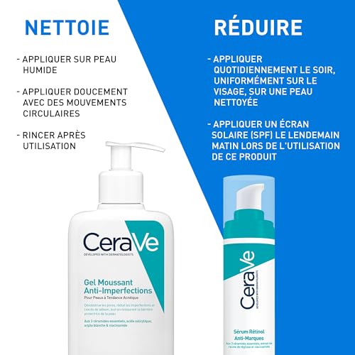 Kit Cerave para piel post-acné: Limpiador Control Imperfecciones + Serum Retinol Anti-Marcas