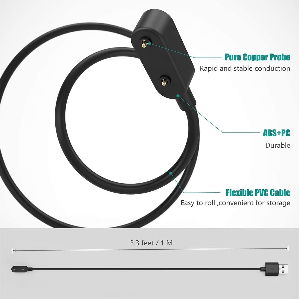 USTIYA Cargador para Huawei Band 10 9 8 7 6 1M Charger con Watch Fit 3 2 Mini New/Watch Kids 4 Pro y para Honor Band USB Magnética Charging Cable de Carga