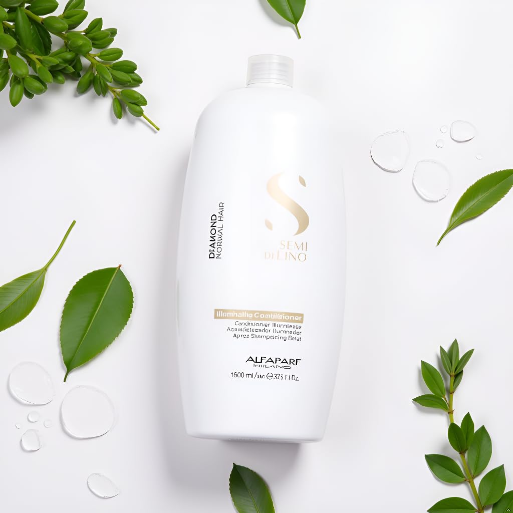 Alfaparf Milano Semi Di Lino Diamond Shine Illuminating Hair Conditioner - Sulfate Free - For Normal Hair - Safe on Color Treated Hair - Paraben and Paraffin Free -Professional Salon Quality