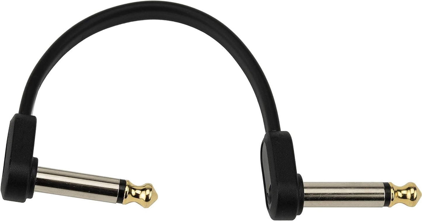 Cable de conexión para guitarra D'Addario Classic Series, cable de pedal con conectores de 1/4", plano, ángulo recto, 4 pulgadas, paquete de 2