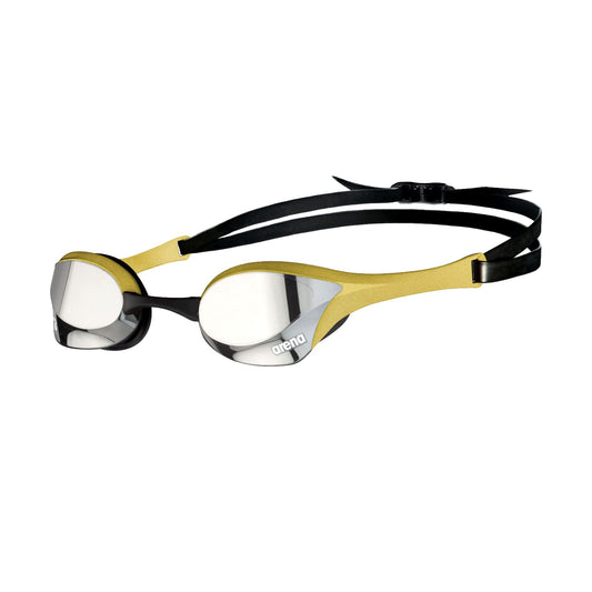 Arena Cobra Ultra Swipe Racing - anteojos de natación para Hombres y Mujeres, Lente Espejo, antivaho, protección UV, Plateado/Dorado