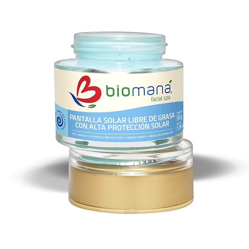 Biomaná Bloqueador Solar para cutis graso 50g FPS 90+ con Baba de Caracol