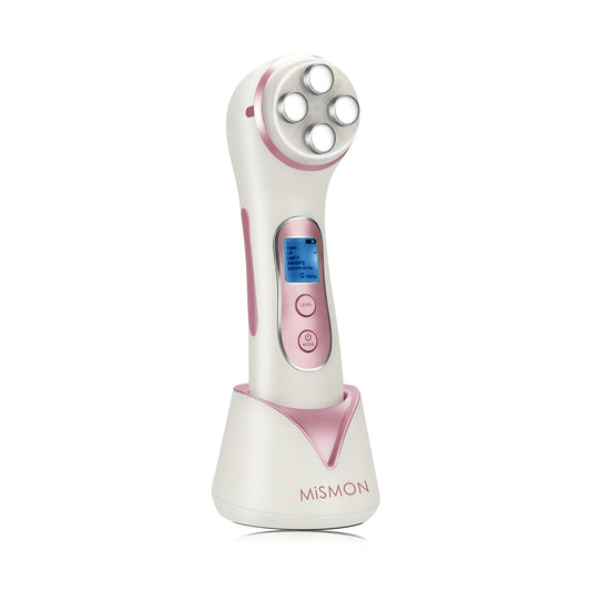 Karloz Masajeador facial multifuncional 5 en 1 de alta frecuencia para apretar la piel EMS colorida luz LED terapia de la piel máquina de tonificar la piel para levantar la cara removedor de arrugas anti-envejecimiento..