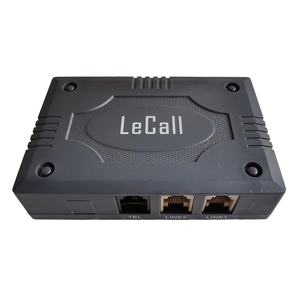 LeCall TCS1800 - Interruptor de teléfono de 2 líneas, 1 adaptador de teléfono, permite un teléfono con cable o inalámbrico de una sola línea para usar 2 líneas telefónicas
